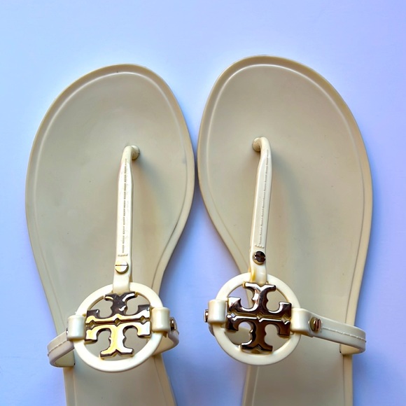 Tory Burch Mini Miler Jelly Thong Ivory Sandals Size 8 - Picture 3 of 6